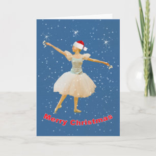 Christmas, Ballerina Dancing in Snow Holiday Card