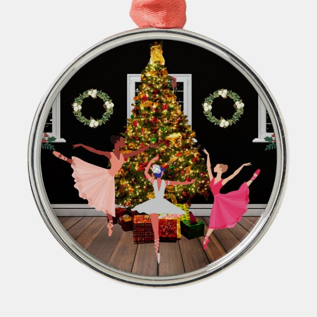 Christmas Ballerinas Metal Tree Decoration (Front)