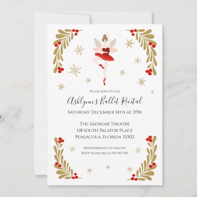 Christmas Ballet Recital Invitation (Front)