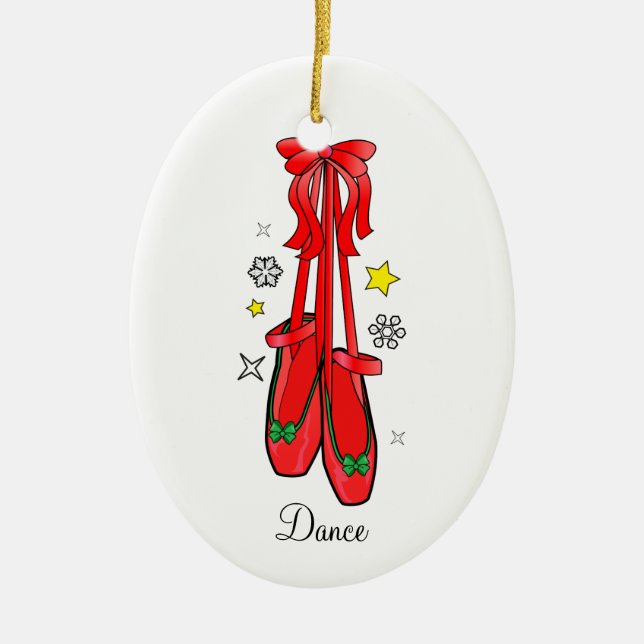 Christmas Ballet Shoes Ceramic Tree Decoration (Front)