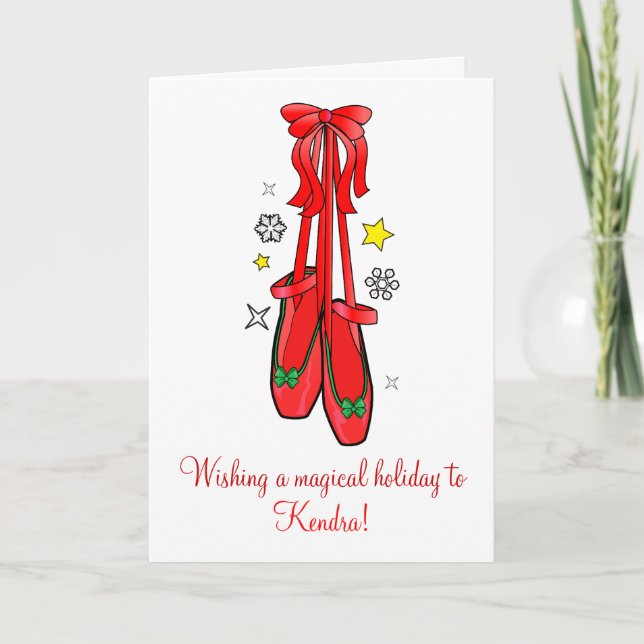 Christmas Ballet Shoes Name Customisable Card (Front)