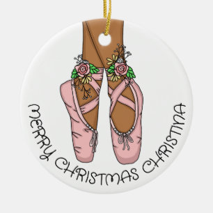 Christmas Ballet Slippers Personalised  Ceramic Or Tree Decoration
