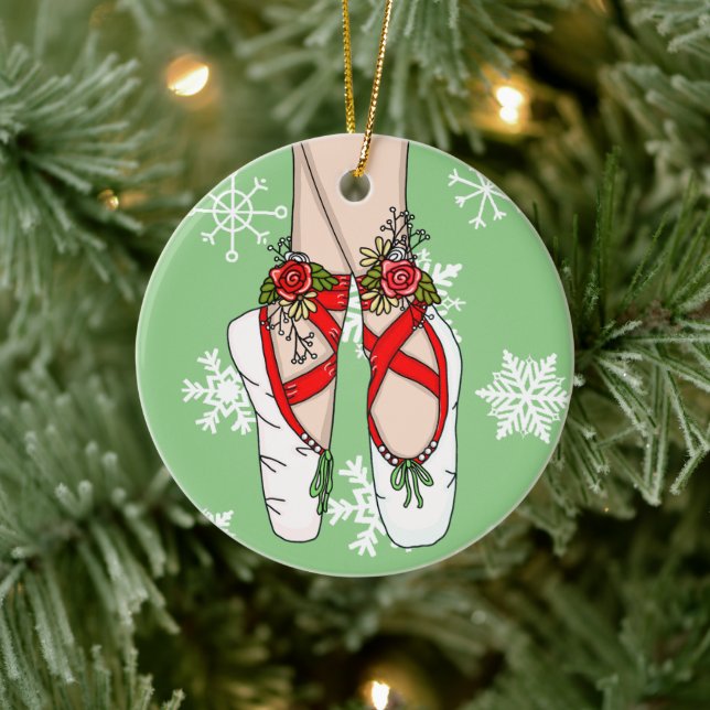 Christmas Ballet Slippers Personalised   Ceramic Tree Decoration (Tree)