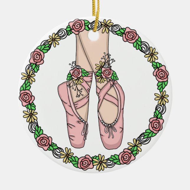 Christmas Ballet Slippers Personalised  Ceramic Tree Decoration (Front)