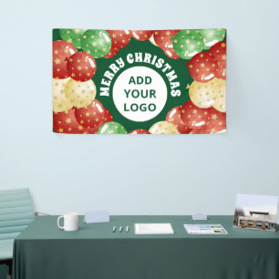 Christmas Balloons Custom Company Party Green Banner