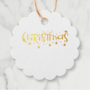 Christmas Balls and Antlers Text Favour Tags