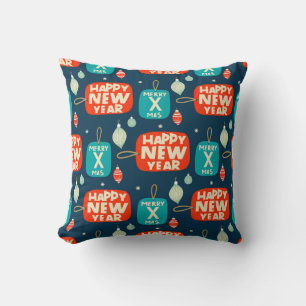 Christmas balls and ornaments vintage pattern back cushion