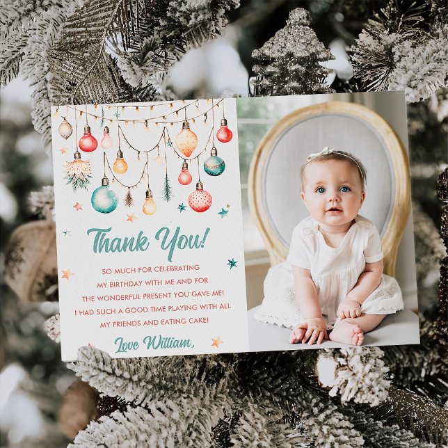  Christmas Balls Birthday Party Thank You Card  (Creator Uploaded)