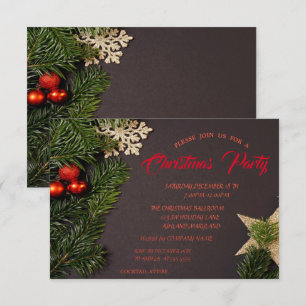 Christmas Balls,Branches Company Christmas Party Invitation