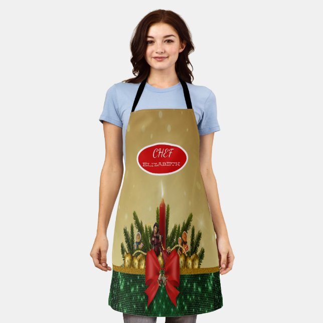 Christmas Balls Branches Holiday  Apron (Worn)