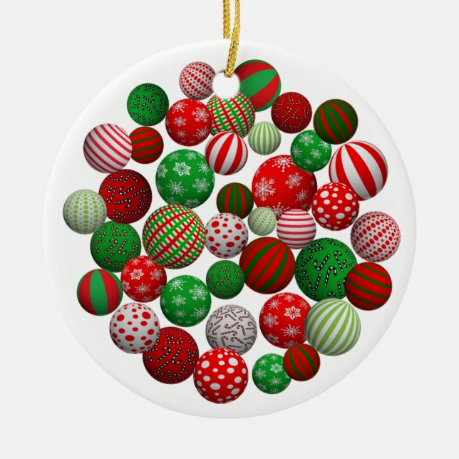 Christmas Balls Ceramic Tree Decoration (Front)