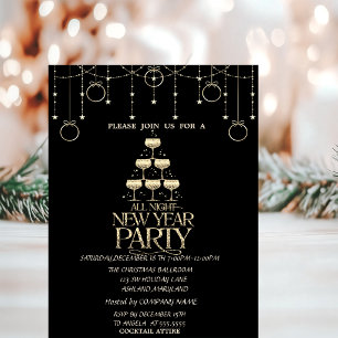 Christmas Balls,Champagne Glass Company Christmas Invitation