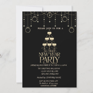 Christmas Balls,Champagne Glass Company Christmas Invitation