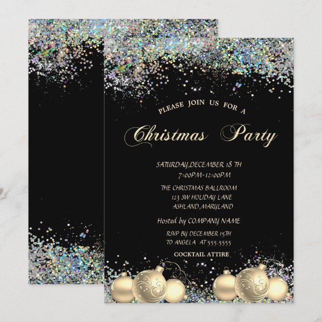 Christmas Balls,Confetti Company Christmas Party Invitation (Front/Back)