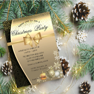 Christmas Balls,Damask  Corporate Christmas Party Invitation