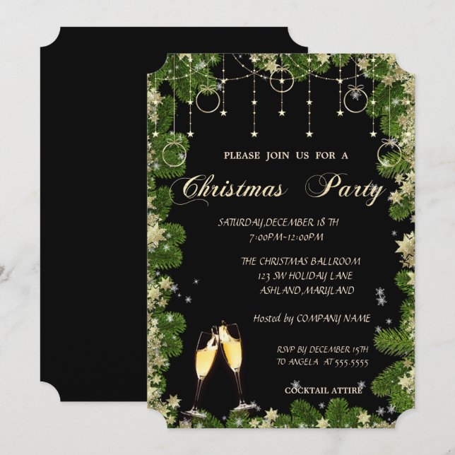 Christmas Balls, Glass, Company Christmas Party Invitation (Front/Back)