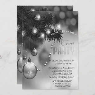 Christmas Balls Grey Corporate Christmas Party Invitation