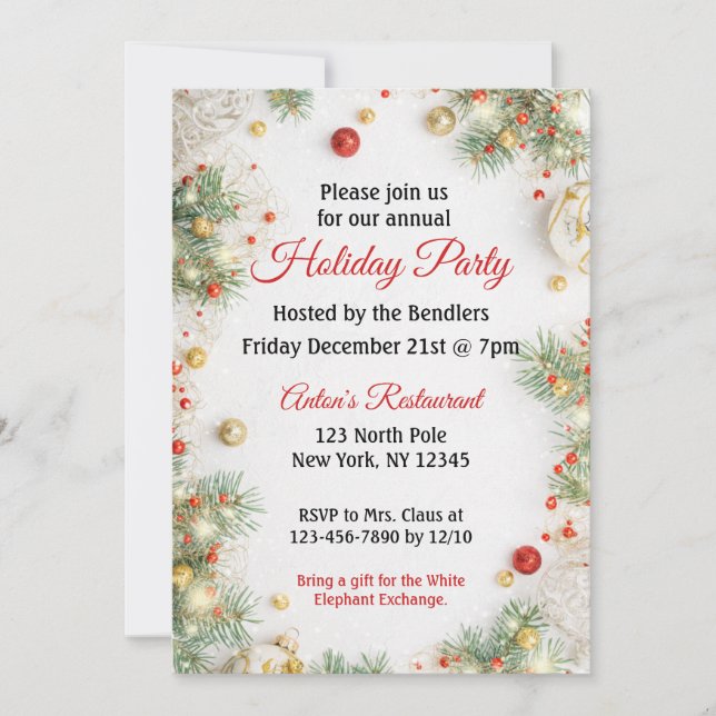 Christmas Balls Holiday Party Invitation (Front)