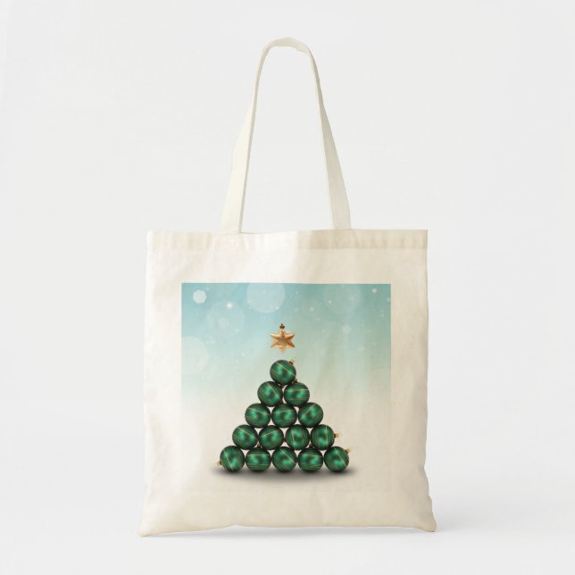 Christmas Balls in Tree Shape Tote Bag (Front)