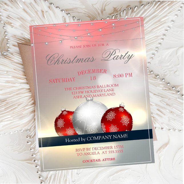 Christmas Balls,Lights  Christmas Company Party Invitation (Creator Uploaded)