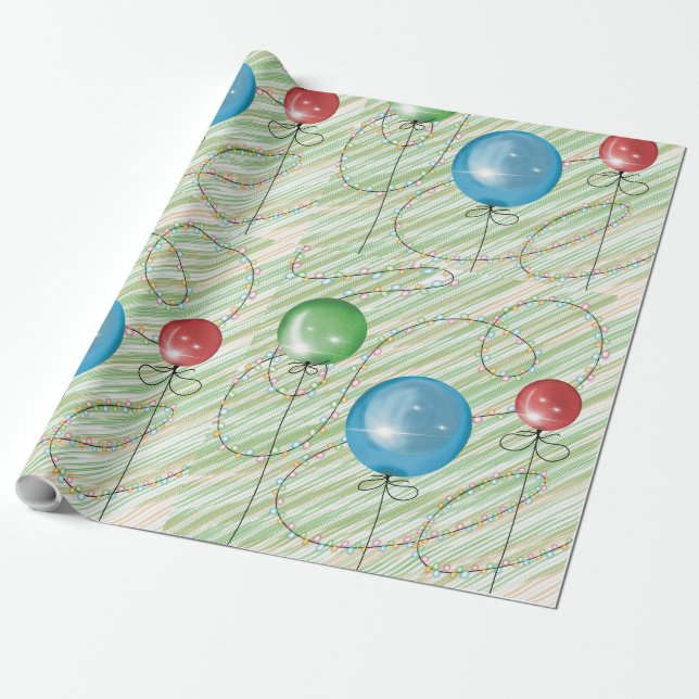 Christmas Balls Lights Holiday Decoration Gifts  Wrapping Paper (Unrolled)