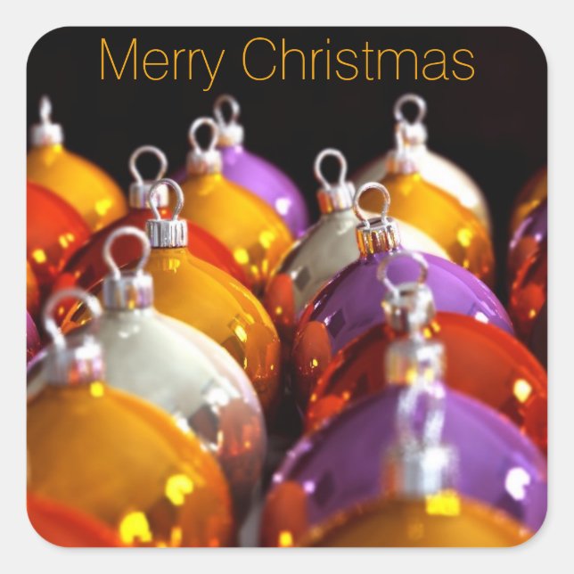 Christmas' Balls Merry Christmas Square Sticker (Front)
