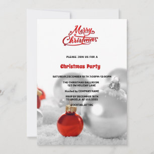 Christmas Balls Presents silver Christmas Party  Invitation