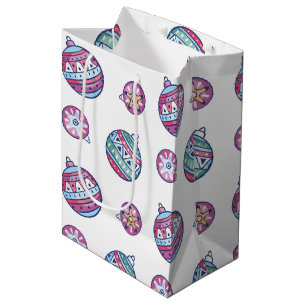 Christmas Balls – Red, Green, Blue & Pink Medium Gift Bag