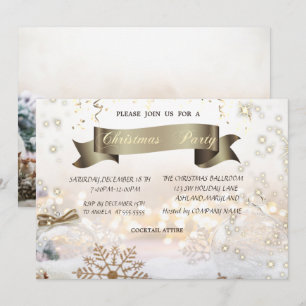 Christmas Balls Snowflakes Christmas Party Invitation