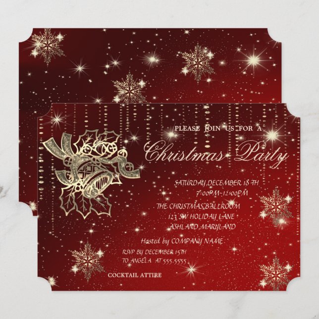 Christmas Balls,Snowflakes,Company Christmas Party Invitation (Front/Back)