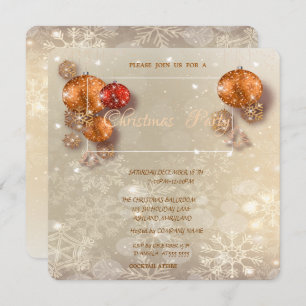 Christmas Balls, Snowflakes, Corporate Party Invitation