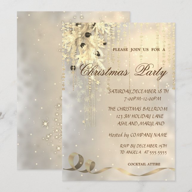 Christmas Balls,Snowflakes ,Corporated Party Invitation (Front/Back)