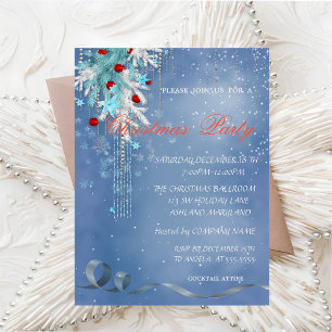 Christmas Balls,Snowflakes ,Corporated Party Invitation