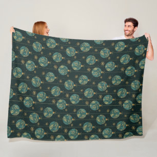 Christmas Balls Snowflakes Gold Foliage Leaves Fleece Blanket