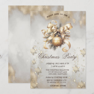 Christmas Balls Snowflakes Gold Touch Invitation