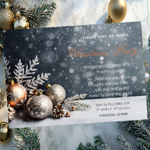 Christmas Balls Snowflakes,Snow Company Christmas Invitation