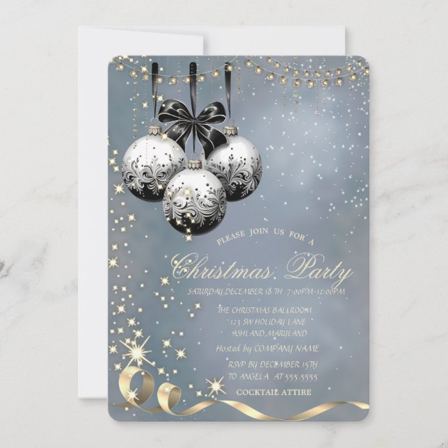  Christmas Balls Sparkle Company Christmas Party  Invitation (Front)