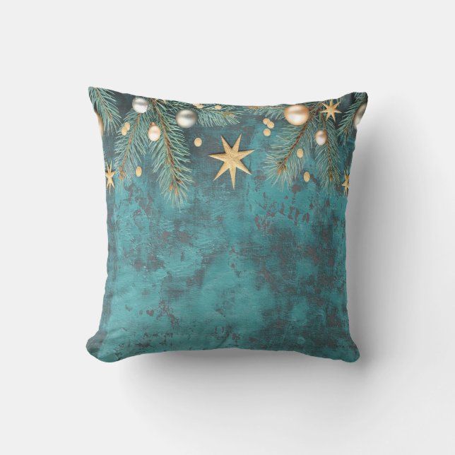 Christmas Balls Stars Branches Vintage  Throw Pill Cushion (Front)