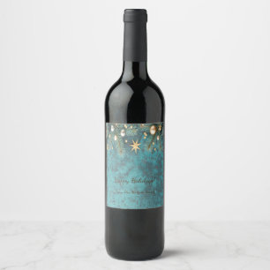 Christmas Balls Stars Branches Vintage Wine Label
