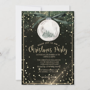 Christmas Balls Trees Dots Company Christmas Party Invitation