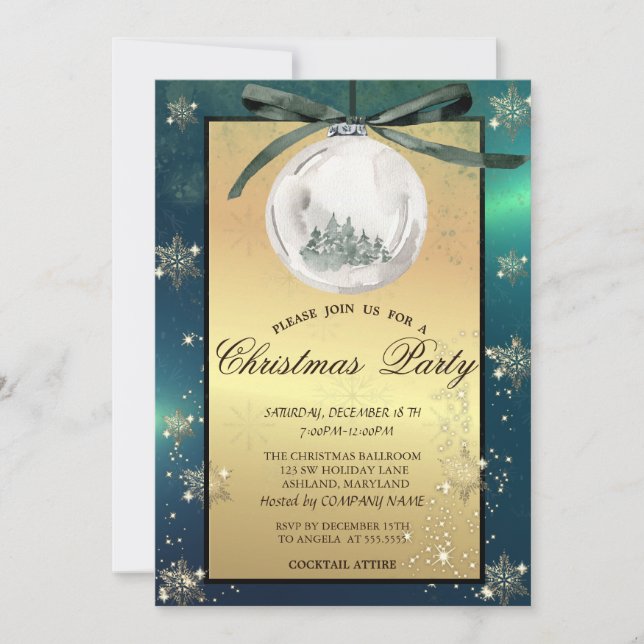  Christmas Balls,Trees Snowflakes Company Party  Invitation (Front)
