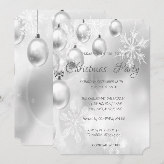 Christmas Balls,Wineglass,CorporateChristmas Party Invitation (Front/Back)