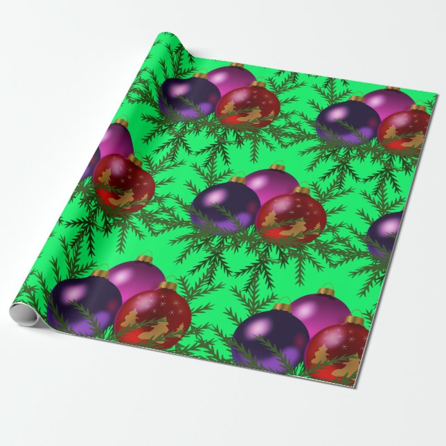 Christmas Balls Wrapping Paper (Unrolled)