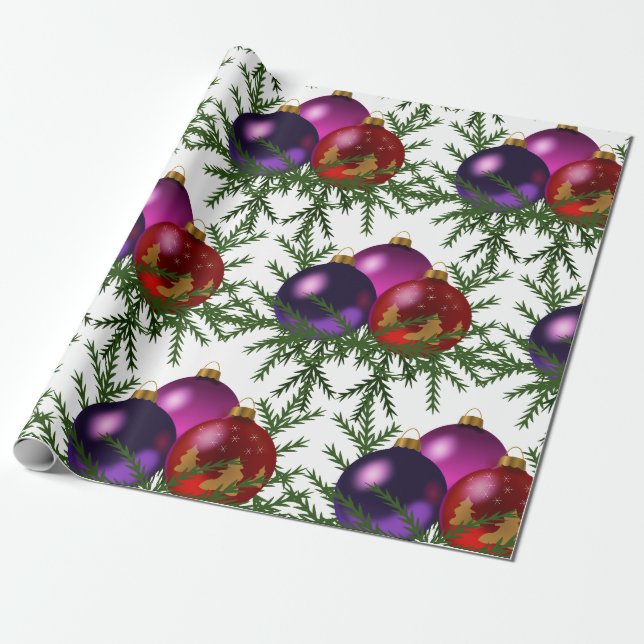Christmas Balls Wrapping Paper (Unrolled)