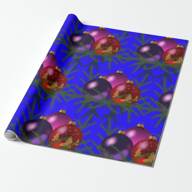Christmas Balls Wrapping Paper (Unrolled)
