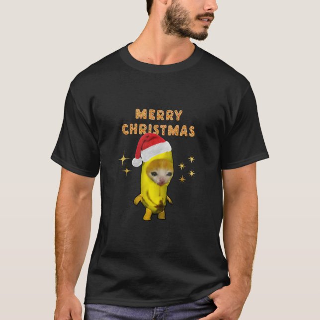 Christmas Banana Cat Happy Bananacat Meme Xmas Kit T-Shirt (Front)