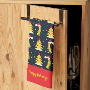 Christmas banana pattern tea towel