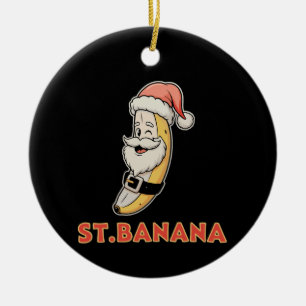 Christmas Banana Santa Funny Xmas Holiday Ceramic Tree Decoration
