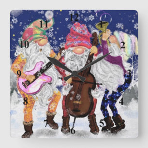Christmas Band - Happy Song Square Wall Clock
