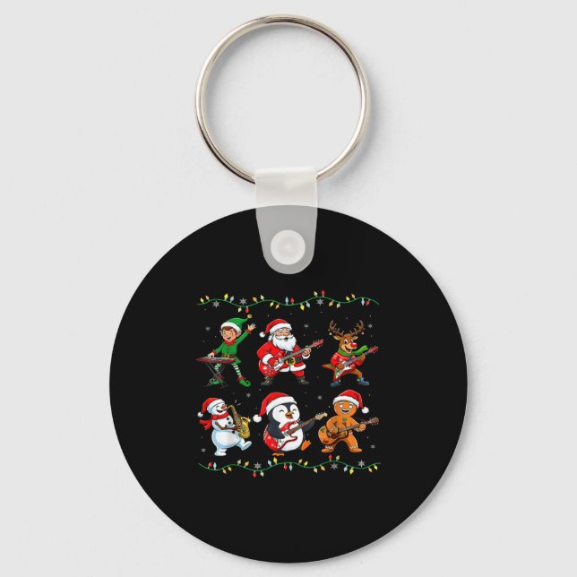 Christmas Band Santa Elf Reindeer Guitar Rock And  Key Ring (Front)